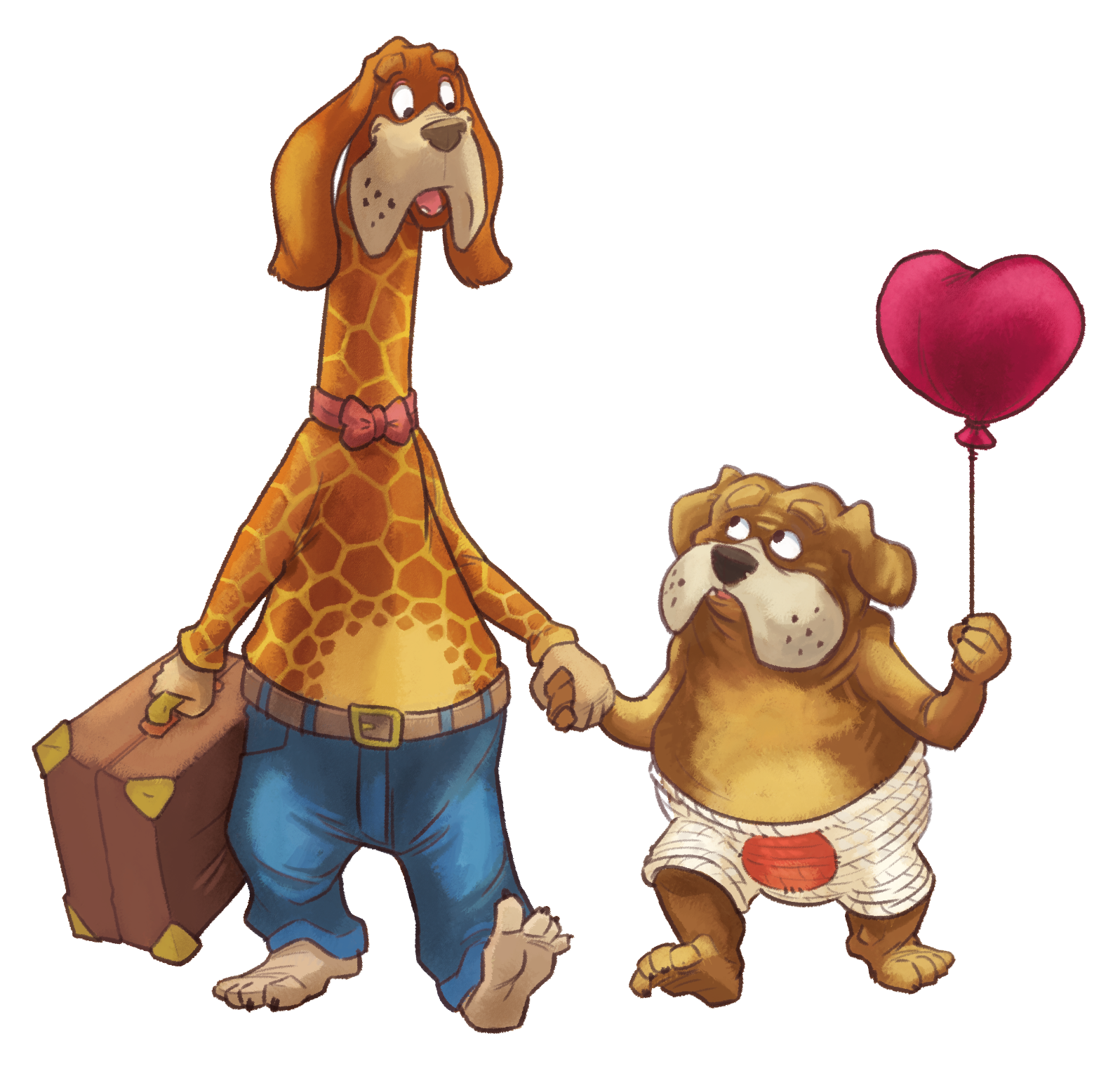 Giraffenhund und Kratzbürste